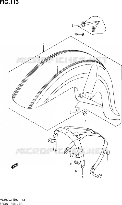 GARDE BOUE AVANT (VL800CL3 E24) Suzuki MOTO 800 VOLUSIA 2013  VL800 L3/VL800T L3 (E24)