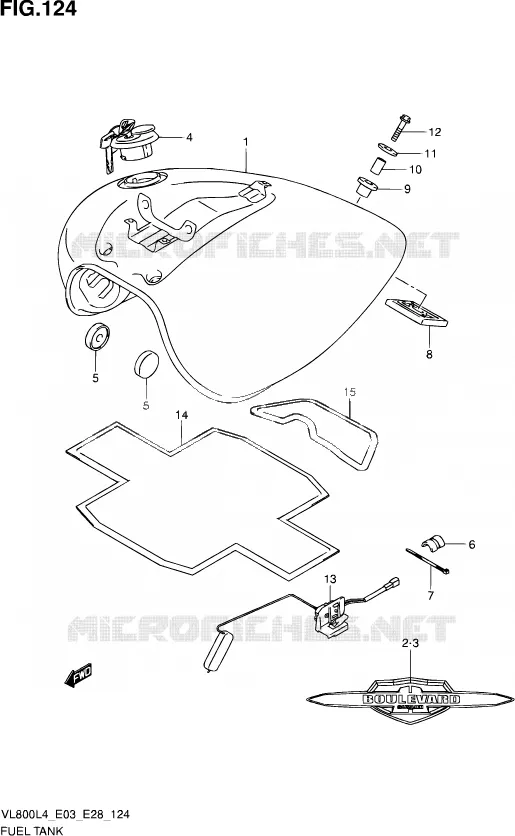 RESERVOIR D'ESSENCE (VL800CL4 E33) Suzuki MOTO 800 VOLUSIA 2014  VL800 L4/VL800T L4/VL800C L4
