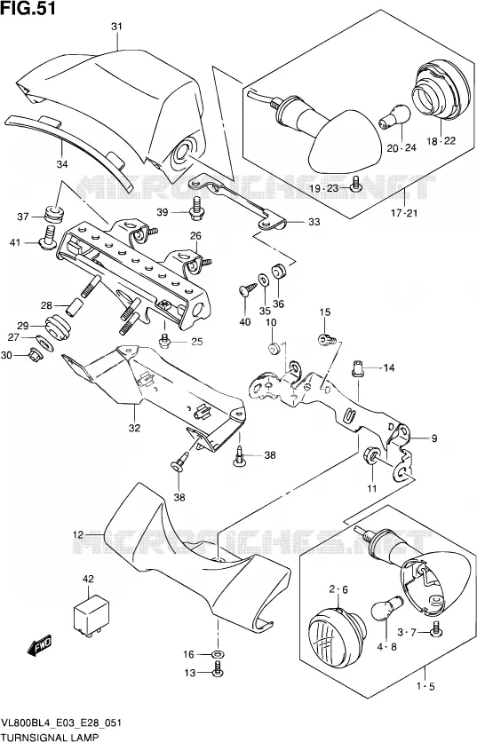 CLIGNOTANTS (VL800BL4 E33) Suzuki MOTO 800 BOULEVARD 2014  VL800B L4 (E03,E28,E33)