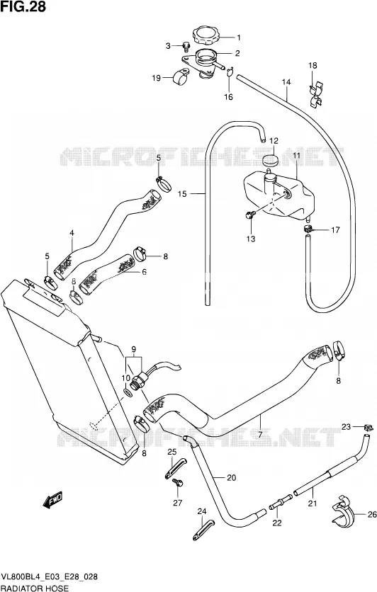 DURITE DE RADIATEUR (VL800BL4 E03) Suzuki MOTO 800 BOULEVARD 2014  VL800B L4 (E03,E28,E33)