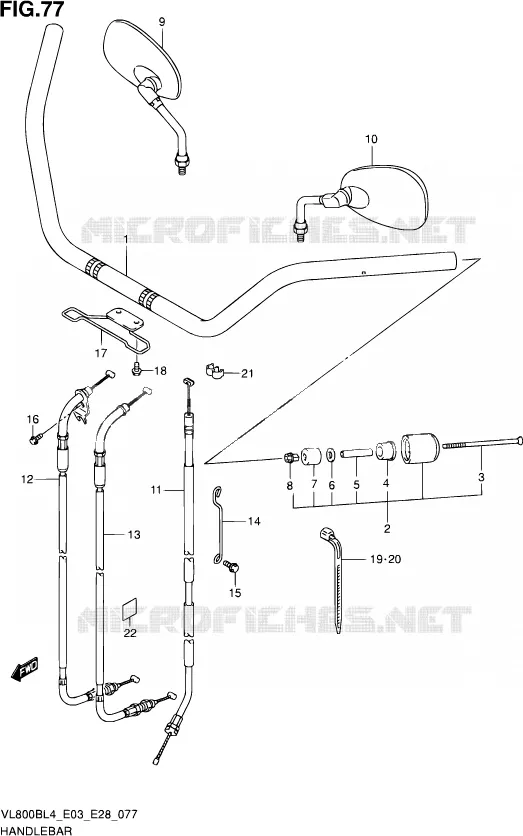 GUIDON (VL800BL4 E03) Suzuki MOTO 800 BOULEVARD 2014  VL800B L4 (E03,E28,E33)