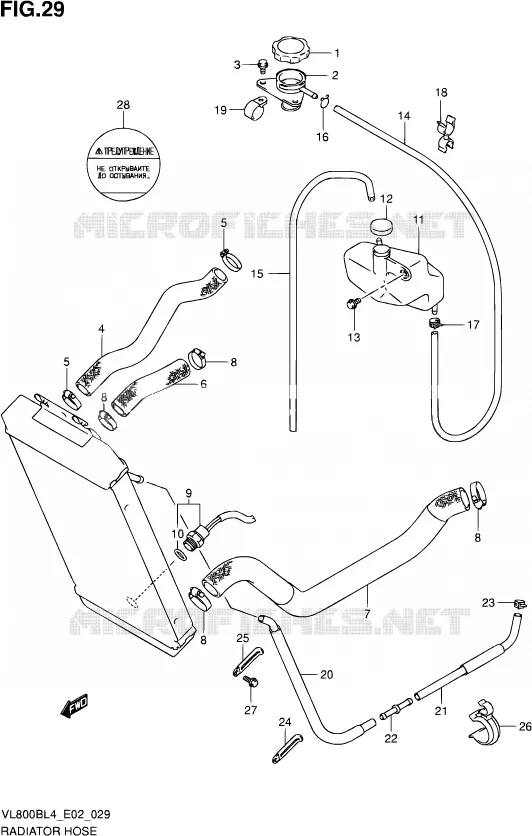 DURITE DE RADIATEUR (VL800BL4 E19) Suzuki MOTO 800 INTRUDER 2014  VL800B L4 (E19)