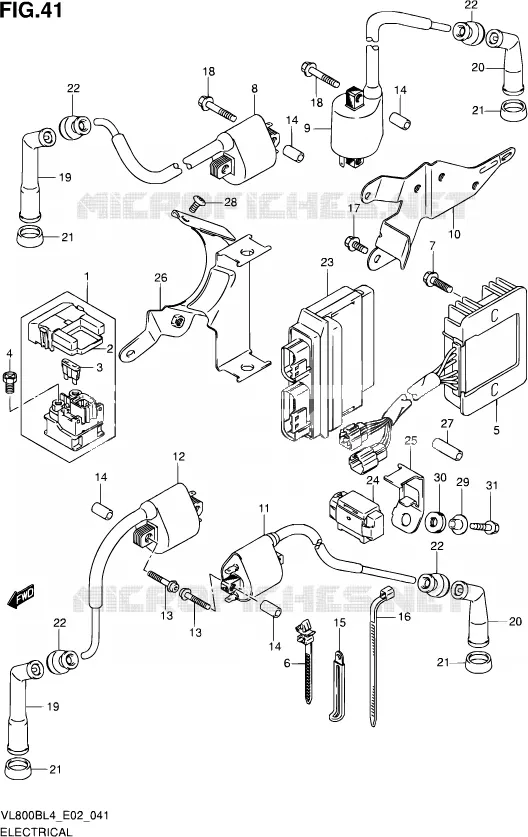 PARTIE ELECTRIQUE (VL800BL4 E19) Suzuki MOTO 800 INTRUDER 2016  VL800B L4 (E19)