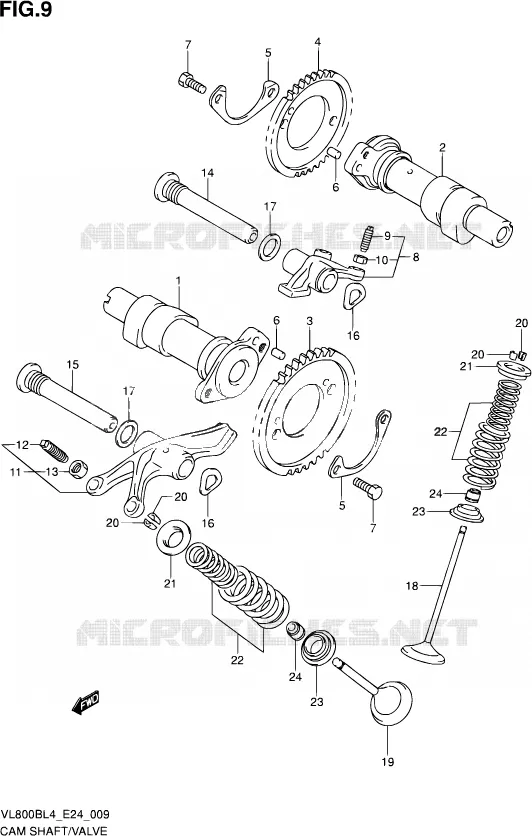 ARBRE A CAMES - VALVE Suzuki MOTO 800 MARAUDER 2014  VL800B L4 (E24)