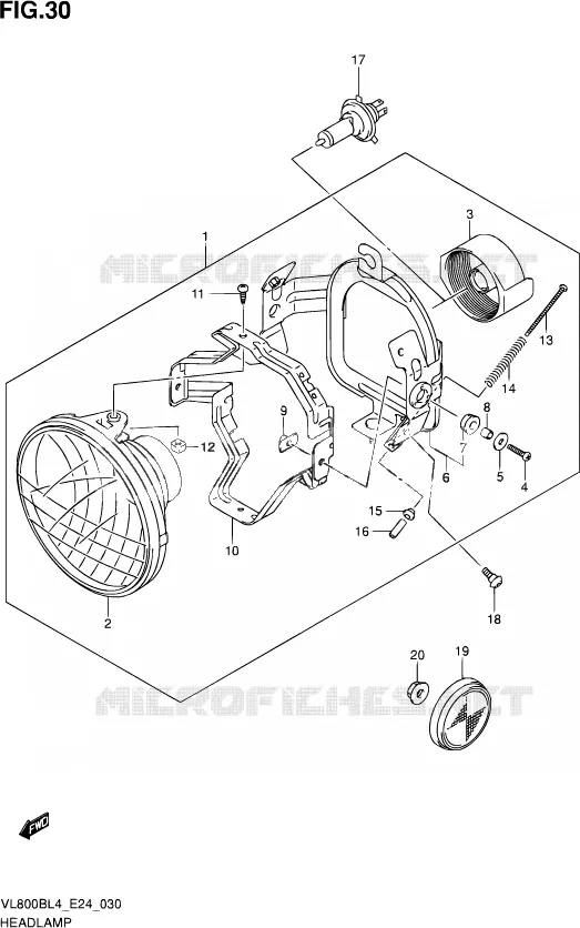 PHARE Suzuki MOTO 800 MARAUDER 2014  VL800B L4 (E24)