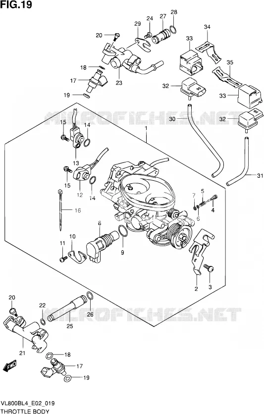 CORPS DE PAPILLON (VL800BUEL4 E19) Suzuki MOTO 800 INTRUDER 2014  VL800BUE L4 (E19)