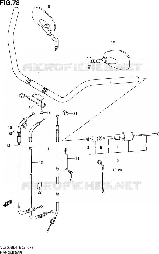 GUIDON (VL800BUEL4 E19) Suzuki MOTO 800 INTRUDER 2014  VL800BUE L4 (E19)