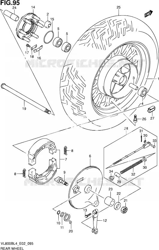 ROUE ARRIERE Suzuki MOTO 800 INTRUDER 2014  VL800BUE L4 (E19)