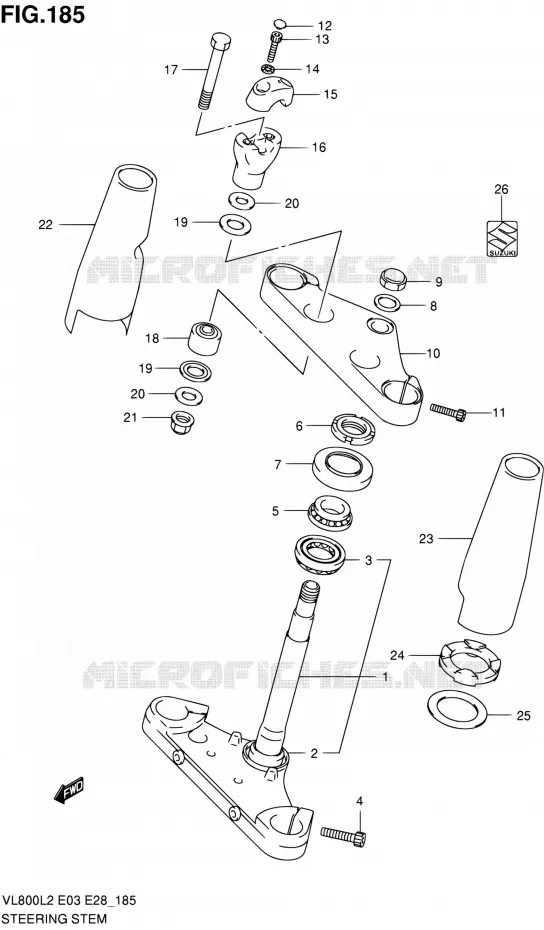 COLONNE DE DIRECTION (VL800CL2 E03) Suzuki MOTO 800 VOLUSIA 2012  VL800CL2