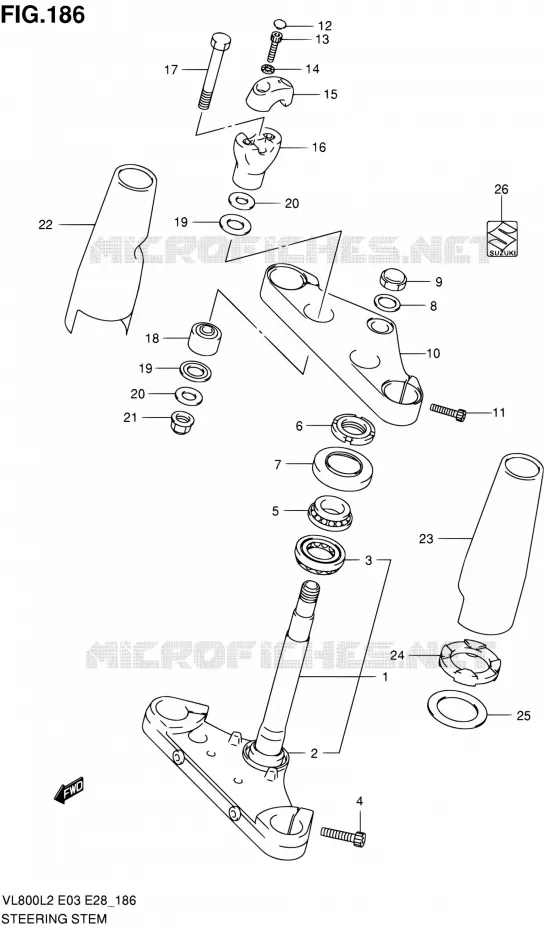 COLONNE DE DIRECTION (VL800CL2 E28) Suzuki MOTO 800 VOLUSIA 2012  VL800CL2