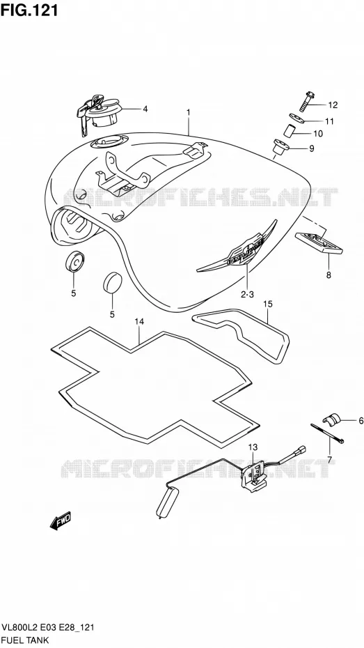 RESERVOIR D'ESSENCE (VL800L2 E33) Suzuki MOTO 800 VOLUSIA 2012  VL800CL2