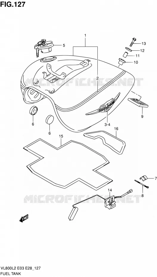 RESERVOIR D'ESSENCE (VL800TL2 E33) Suzuki MOTO 800 VOLUSIA 2012  VL800CL2