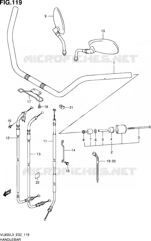 GUIDON (VL800UEL3 E19) Suzuki MOTO 800 VOLUSIA 2013  VL800C L3 (E19)