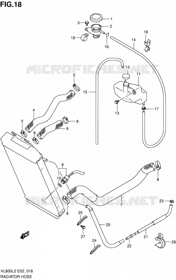 DURITE DE RADIATEUR Suzuki MOTO 800 VOLUSIA 2012  VL800CUEL2