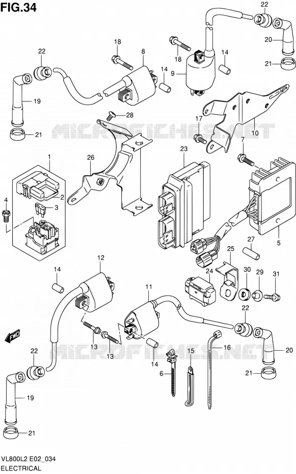 PARTIE ELECTRIQUE (VL800CL2 E24) Suzuki MOTO 800 VOLUSIA 2012  VL800CUEL2