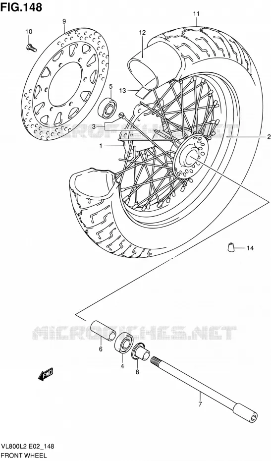 ROUE AVANT (VL800L2 E02) Suzuki MOTO 800 VOLUSIA 2012  VL800CUEL2