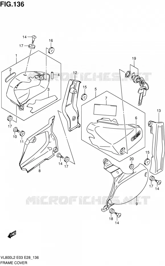 CARENAGES ARRIERE (VL800CL2 E28) Suzuki MOTO 800 VOLUSIA 2012  VL800TL2
