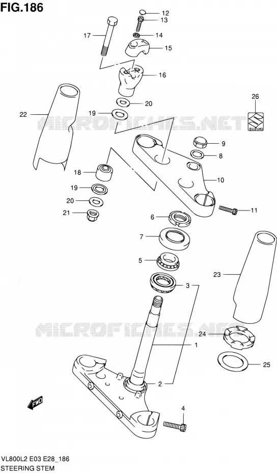 COLONNE DE DIRECTION (VL800CL2 E28) Suzuki MOTO 800 VOLUSIA 2012  VL800TL2