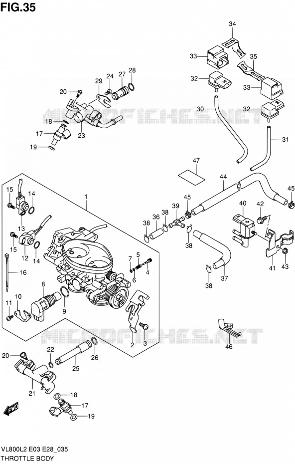 CORPS DE PAPILLON (VL800TL2 E33) Suzuki MOTO 800 VOLUSIA 2012  VL800TL2
