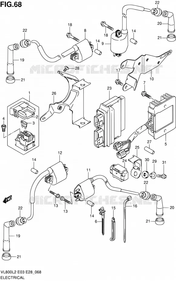 PARTIE ELECTRIQUE (VL800TL2 E33) Suzuki MOTO 800 VOLUSIA 2012  VL800TL2