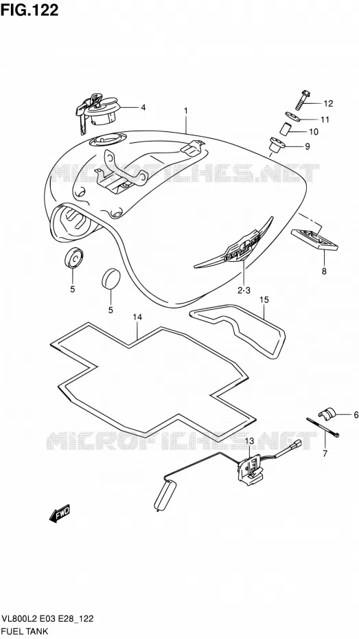 RESERVOIR D'ESSENCE (VL800CL2 E03) Suzuki MOTO 800 VOLUSIA 2012  VL800TL2