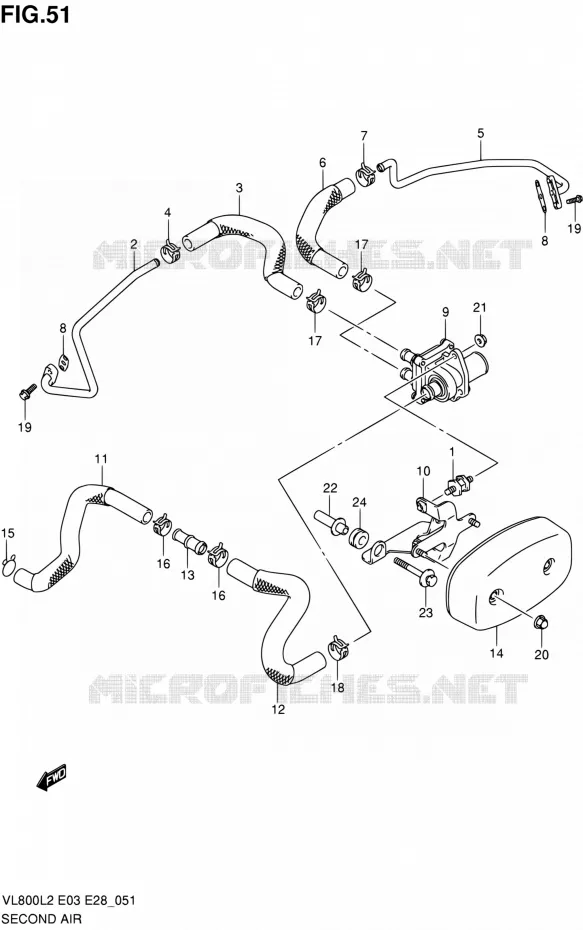 SYSTÈME DE RECYCLAGE GAZ D'ECHAPPEMENT Suzuki MOTO 800 VOLUSIA 2012  VL800TL2