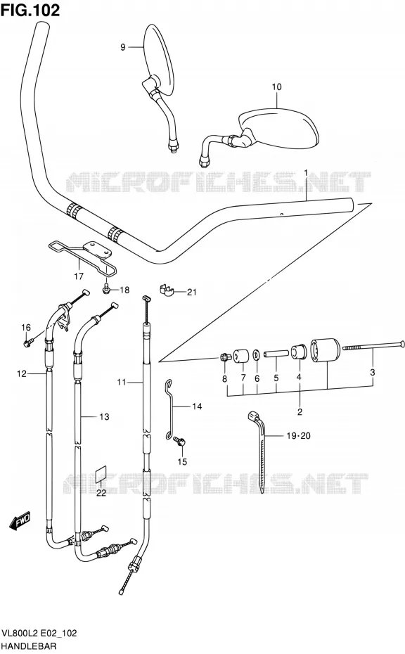 GUIDON (VL800L2 E24) Suzuki MOTO 800 VOLUSIA 2012  VL800UEL2