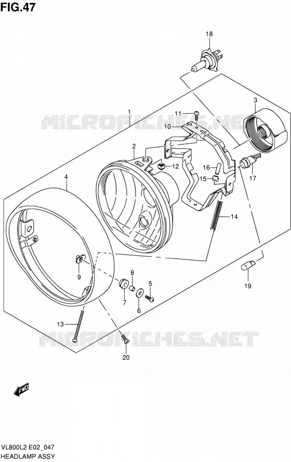 PHARE (VL800L2 E19) Suzuki MOTO 800 VOLUSIA 2012  VL800UEL2