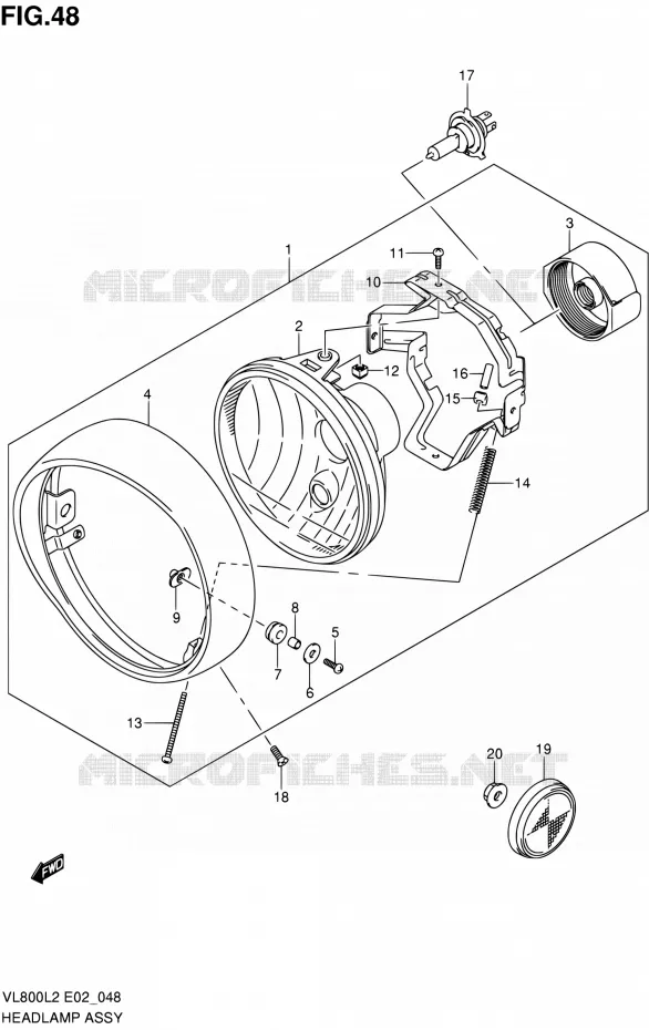 PHARE (VL800L2 E24) Suzuki MOTO 800 VOLUSIA 2012  VL800UEL2