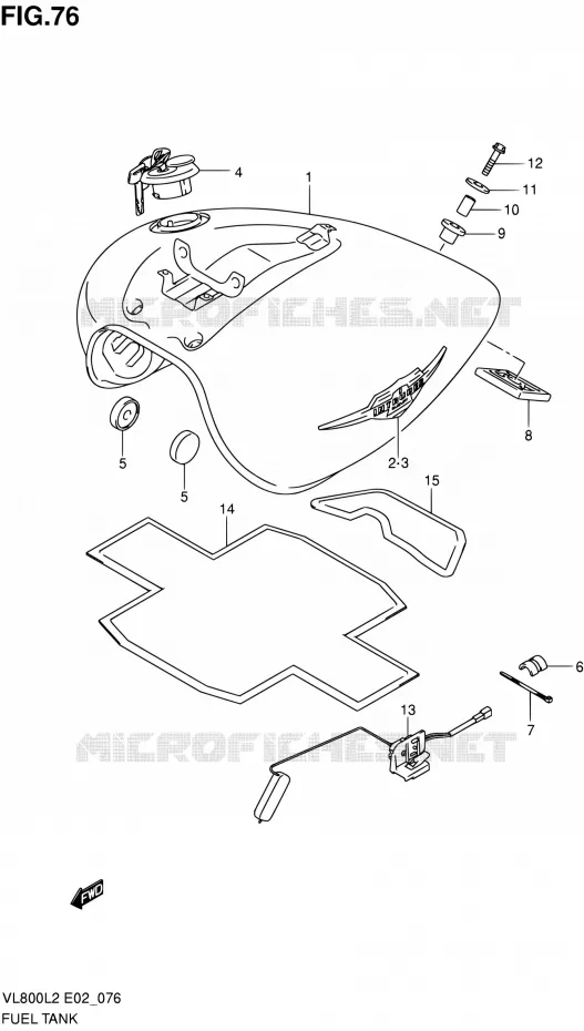 RESERVOIR D'ESSENCE (VL800CL2 E19) Suzuki MOTO 800 VOLUSIA 2012  VL800UEL2