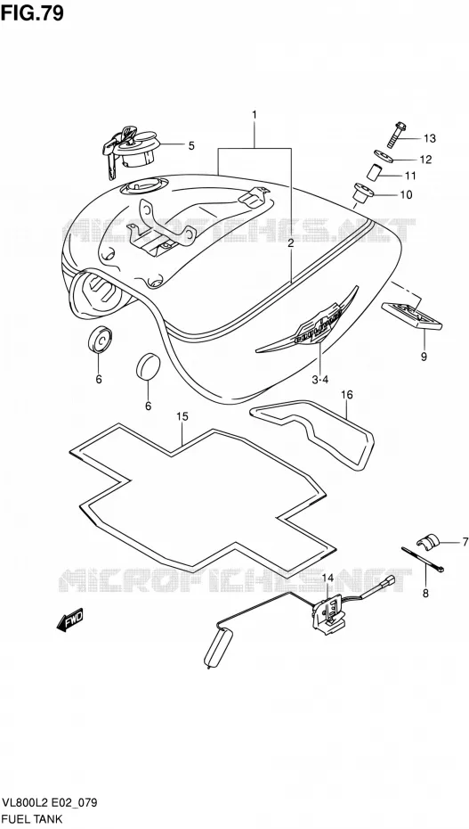 RESERVOIR D'ESSENCE (VL800TL2 E24) Suzuki MOTO 800 VOLUSIA 2012  VL800UEL2