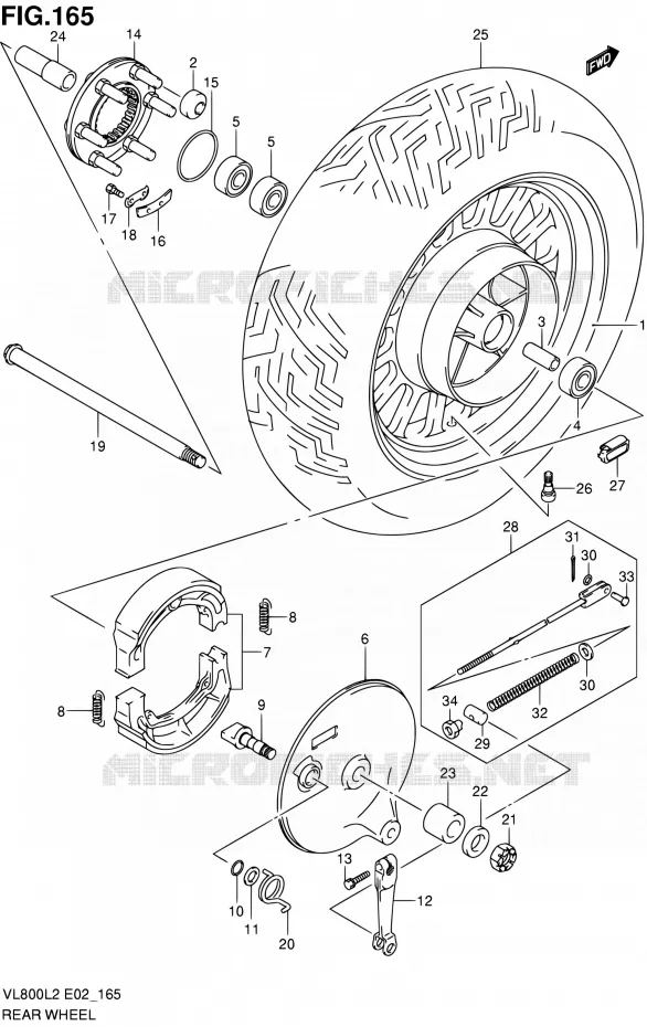 ROUE ARRIERE (VL800CL2 E02) Suzuki MOTO 800 VOLUSIA 2012  VL800UEL2