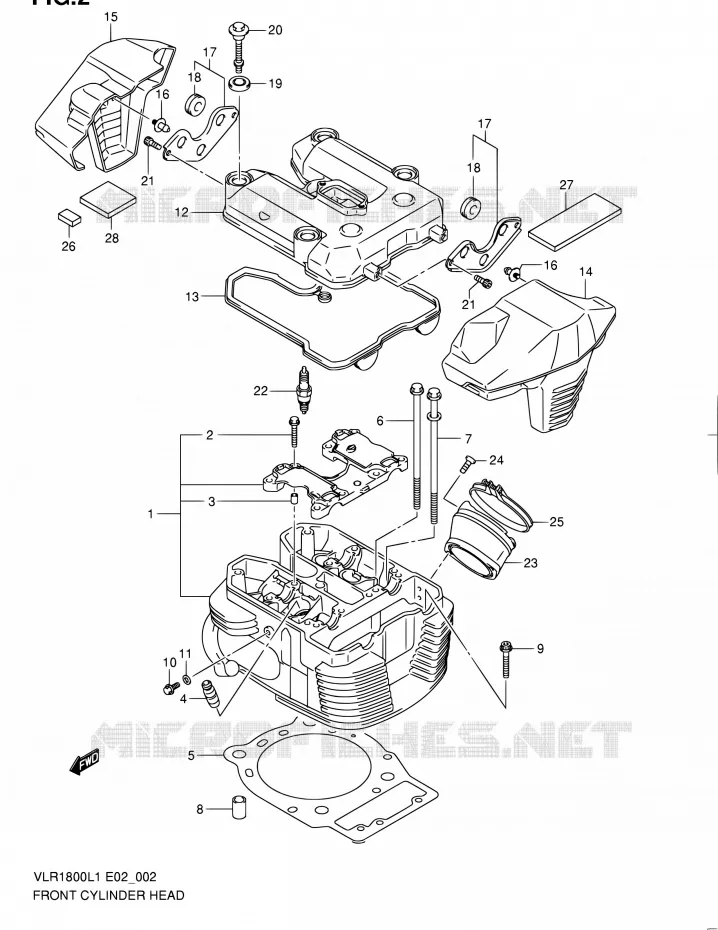 CULASSE AVANT Suzuki MOTO 1800 INTRUDER 2011  VLR1800L1(E19)