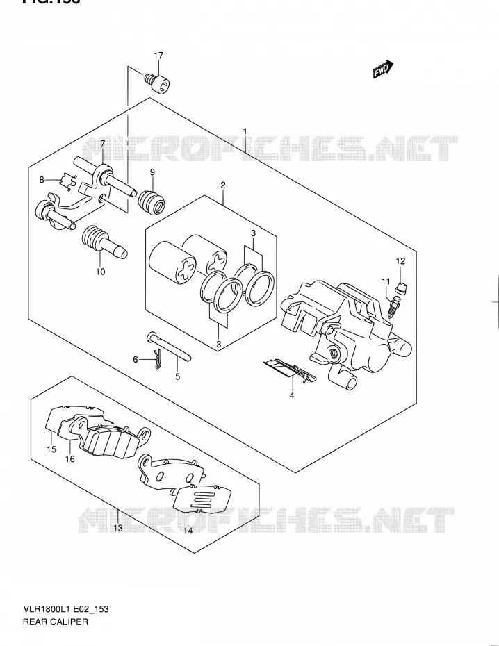 ETRIER DE FREIN ARRIERE Suzuki MOTO 1800 INTRUDER 2011  VLR1800L1(E19)