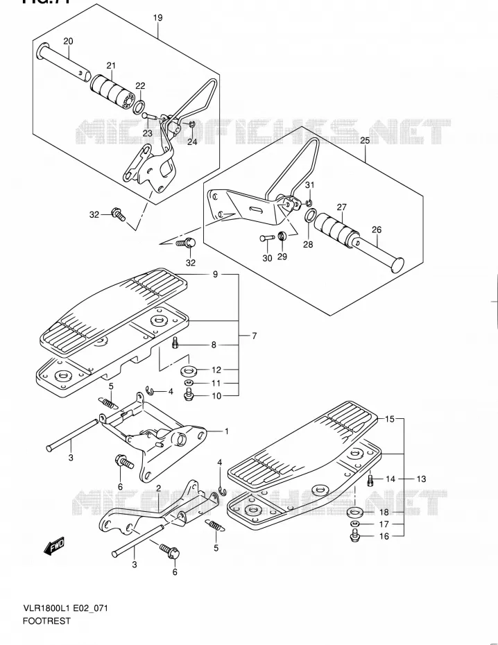 REPOSE PIED (VLR1800UFL1 E19) Suzuki MOTO 1800 INTRUDER 2011  VLR1800L1(E19)