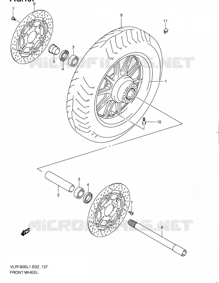 ROUE AVANT (VLR1800TL1 E02) Suzuki MOTO 1800 INTRUDER 2011  VLR1800L1(E19)