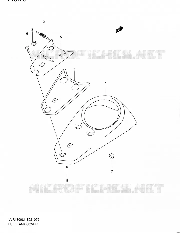 RESERVOIR D'ESSENCE - COUVERCLES (VLR1800L1 E02) Suzuki MOTO 1800 INTRUDER 2011  VLR1800T L1 (E02,E19,24)