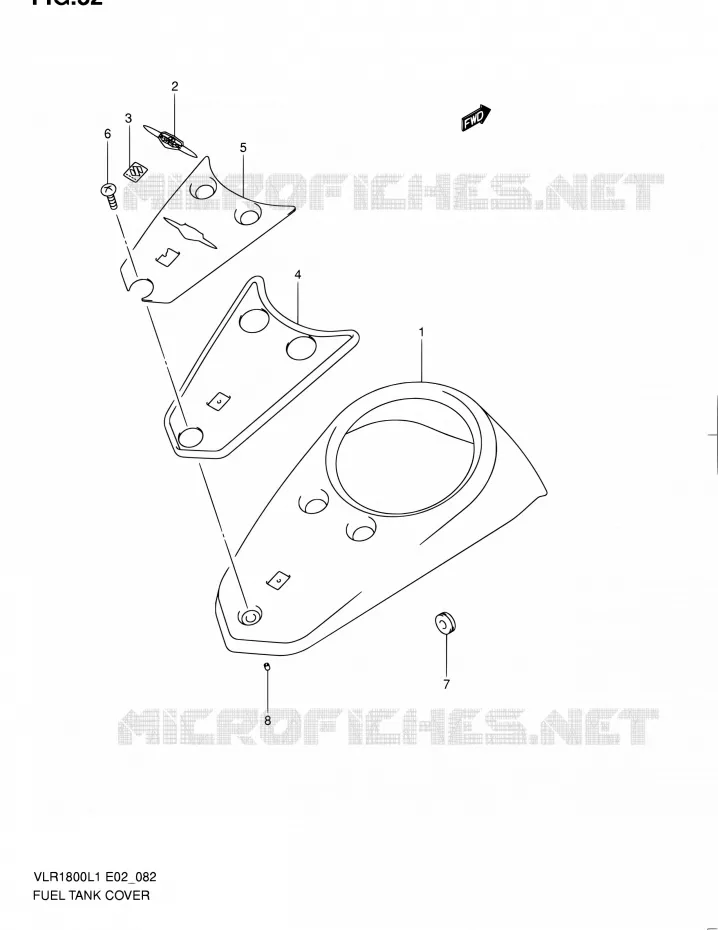 RESERVOIR D'ESSENCE - COUVERCLES (VLR1800TL1 E02) Suzuki MOTO 1800 INTRUDER 2011  VLR1800T L1 (E02,E19,24)
