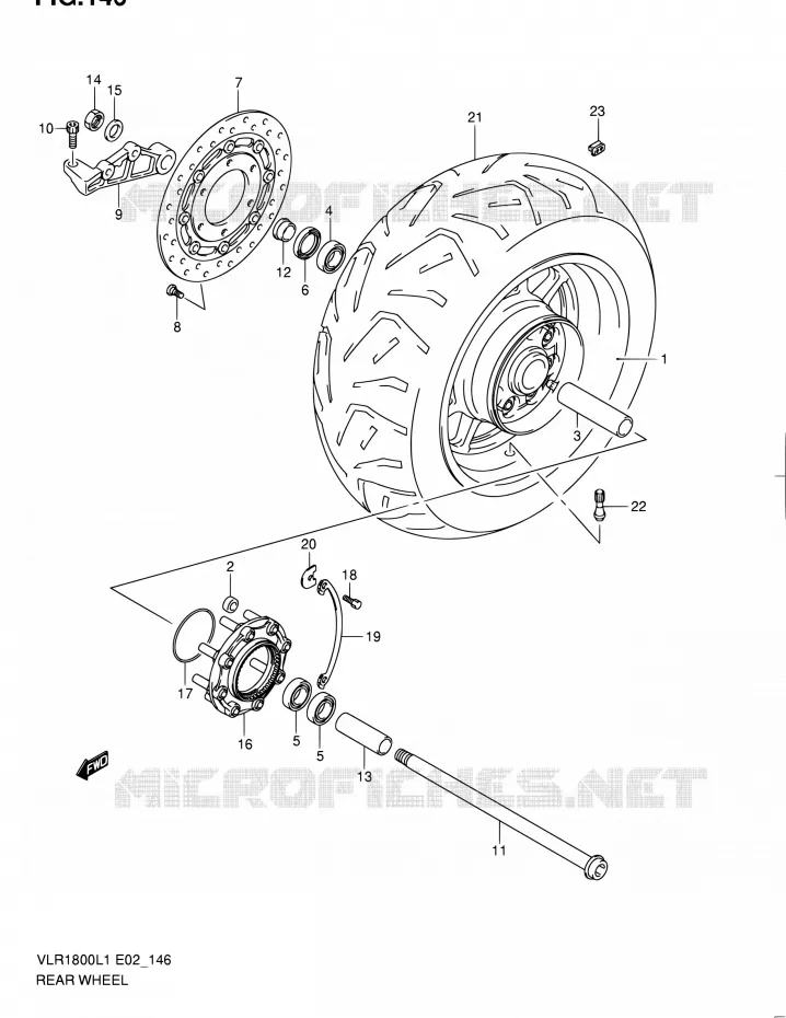 ROUE ARRIERE (VLR1800L1 E02) Suzuki MOTO 1800 INTRUDER 2011  VLR1800T L1 (E02,E19,24)