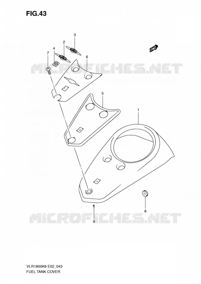 RESERVOIR D'ESSENCE - COUVERCLES Suzuki MOTO 1800 BOULEVARD 2008  VLR1800UFK8