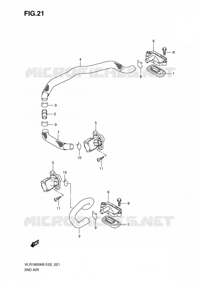 SYSTÈME DE RECYCLAGE GAZ D'ECHAPPEMENT Suzuki MOTO 1800 BOULEVARD 2008  VLR1800UFK8