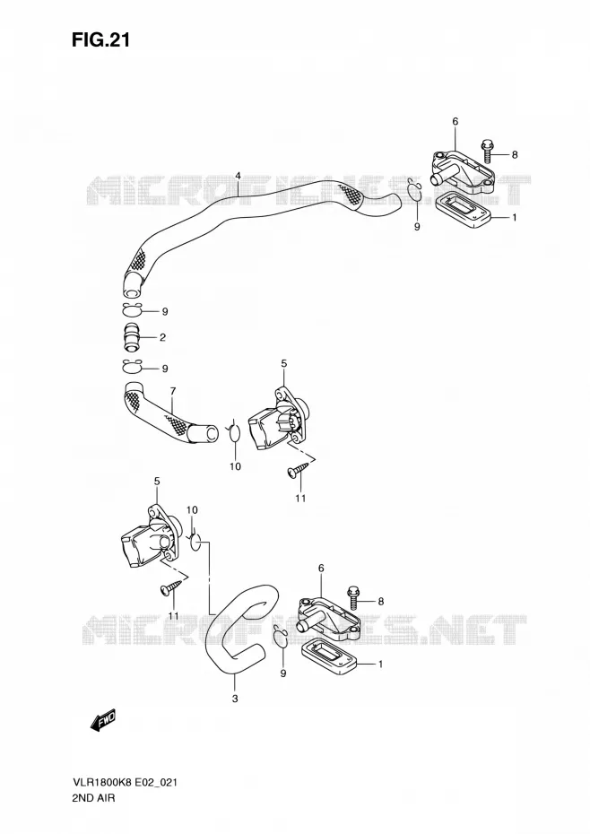 SYSTÈME DE RECYCLAGE GAZ D'ECHAPPEMENT Suzuki MOTO 1800 INTRUDER 2011  VLR1800UFK9