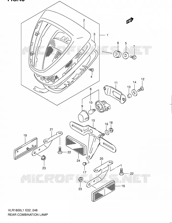 ENSEMBLE FEU ARRIERE (VLR1800L1 E24) Suzuki MOTO 1800 INTRUDER 2011  VLR1800UFL1(E19)