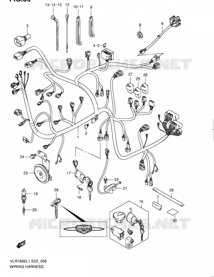 FAISCEAU ELECTRIQUE (VLR1800TL1 E02) Suzuki MOTO 1800 INTRUDER 2011  VLR1800UFL1(E19)