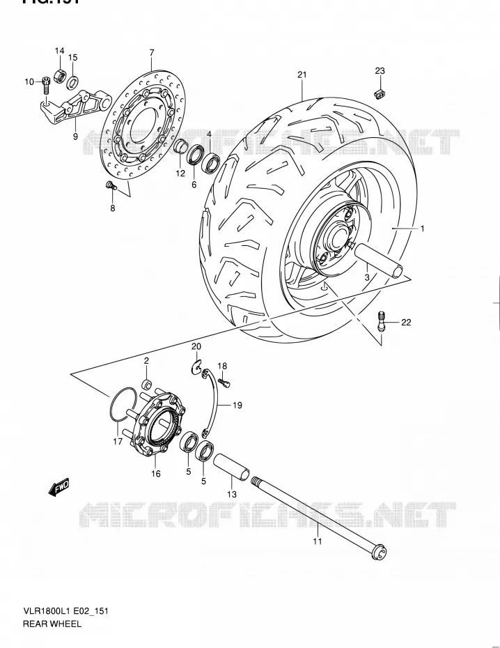 ROUE ARRIERE (VLR1800TL1 E24) Suzuki MOTO 1800 INTRUDER 2011  VLR1800UFL1(E19)