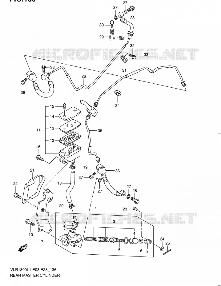 MAITRE CYLINDRE ARRIERE Suzuki MOTO 1800 INTRUDER 2011  VLR1800 L1/VLR1800T L1 (E03,E28,E33)