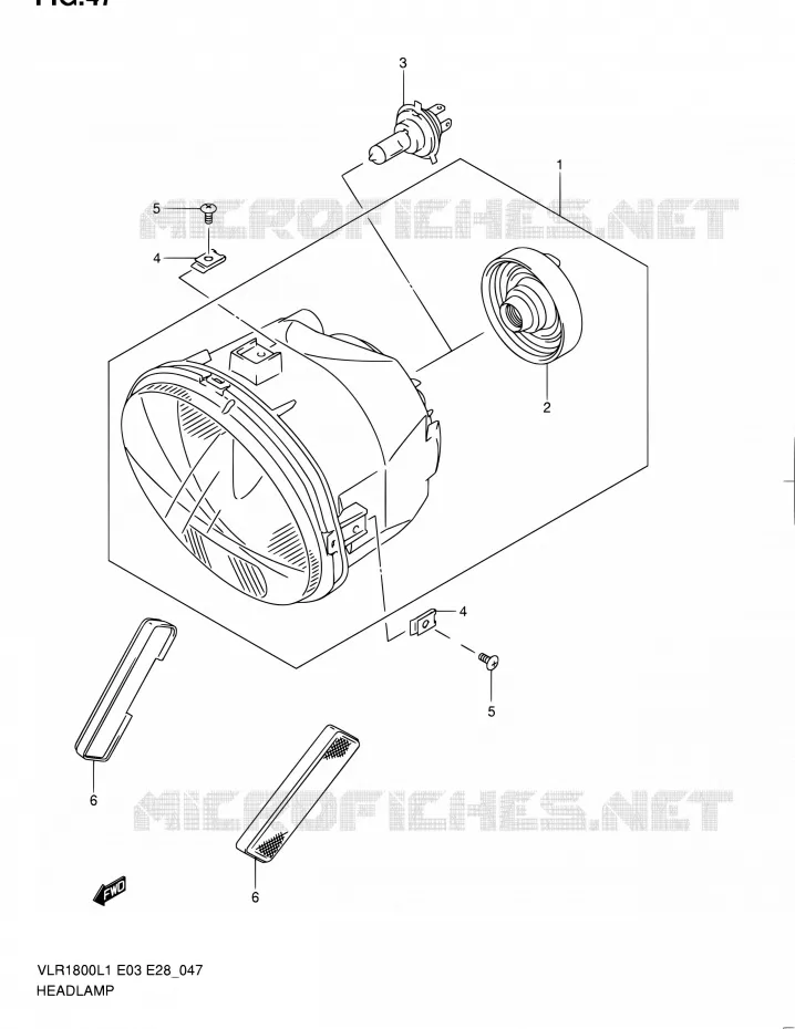 PHARE Suzuki MOTO 1800 BOULEVARD 2011  VLR1800 L1/VLR1800T L1 (E03,E28,E33)