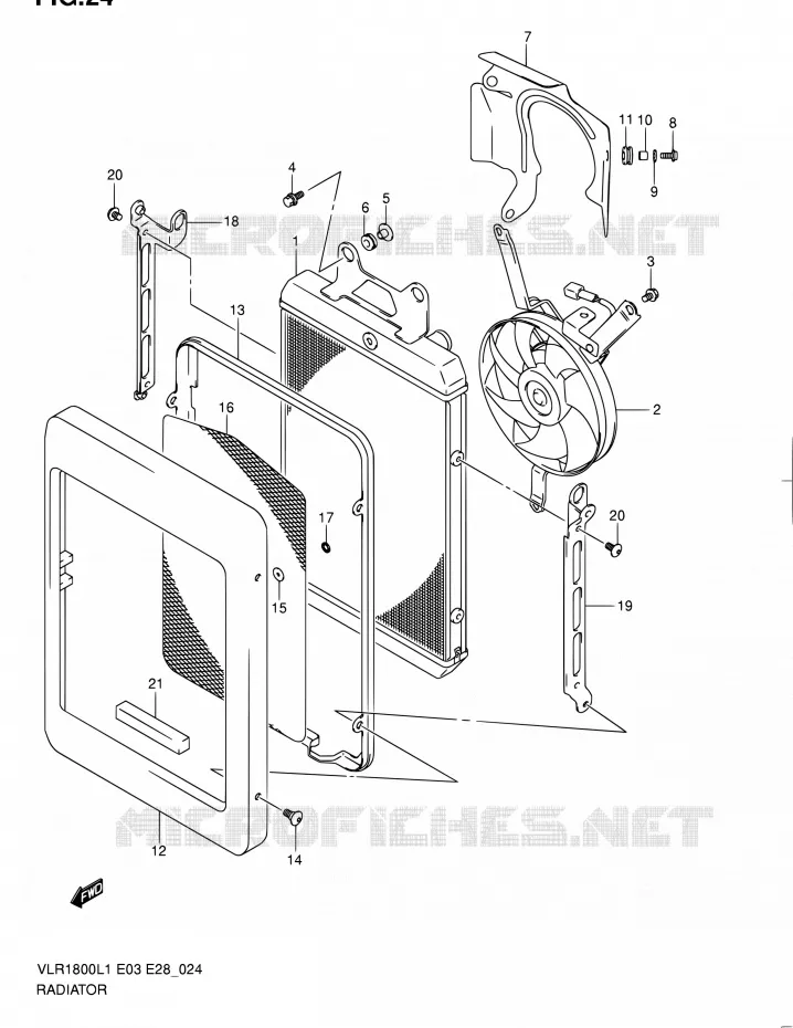 RADIATEUR Suzuki MOTO 1800 BOULEVARD 2011  VLR1800 L1/VLR1800T L1 (E03,E28,E33)