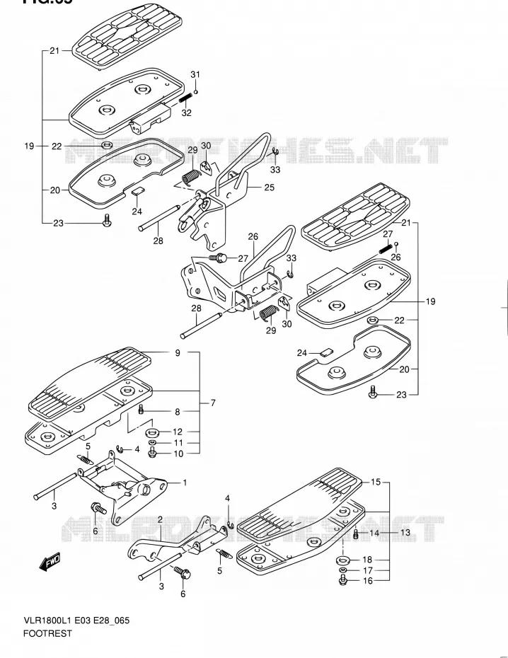 REPOSE PIED (VLR1800TL1 E28) Suzuki MOTO 1800 BOULEVARD 2011  VLR1800 L1/VLR1800T L1 (E03,E28,E33)
