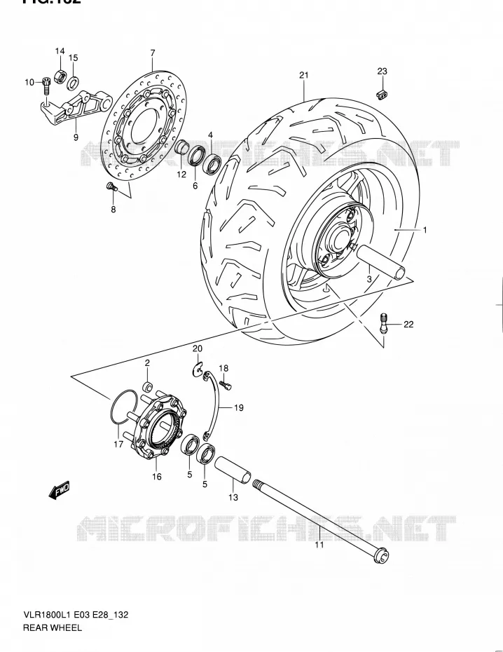 ROUE ARRIERE (VLR1800TL1 E03) Suzuki MOTO 1800 INTRUDER 2011  VLR1800 L1/VLR1800T L1 (E03,E28,E33)